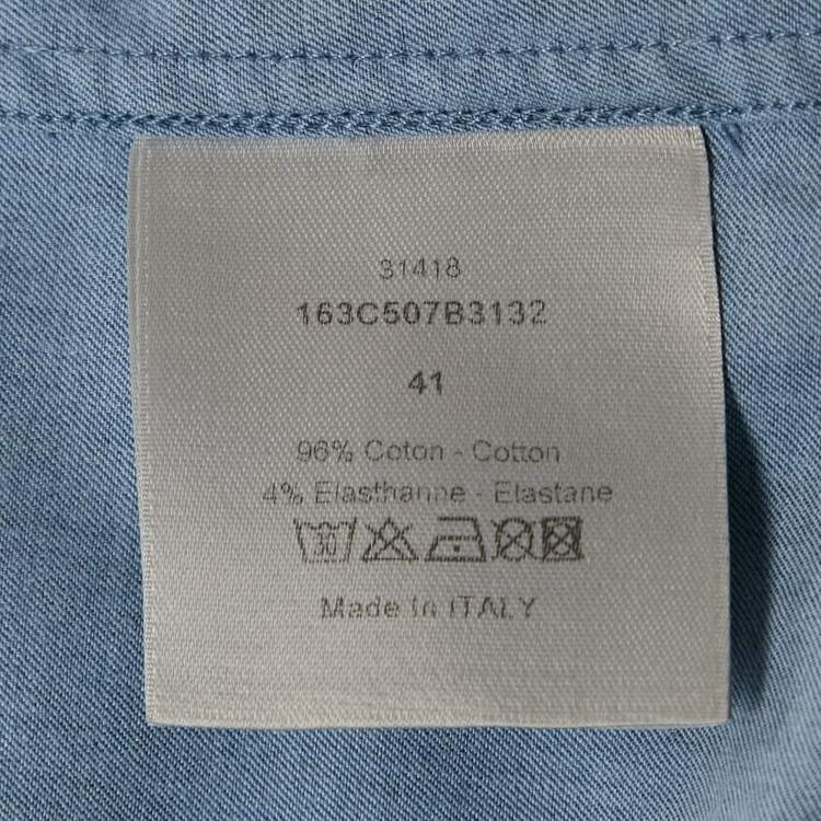 Pre Owned Dior Homme Blue Cotton Slim Fit Shirt L