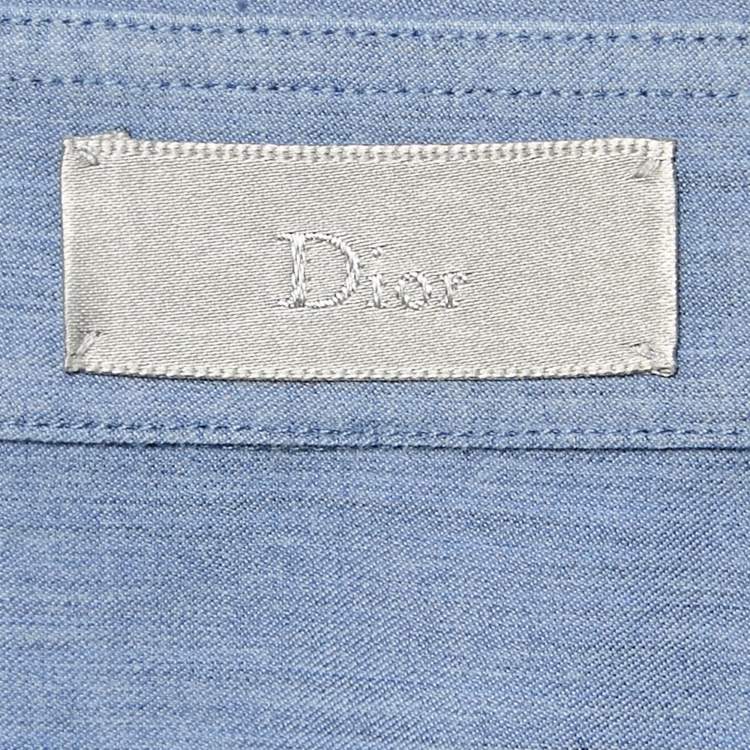 Pre Owned Dior Homme Blue Cotton Slim Fit Shirt L