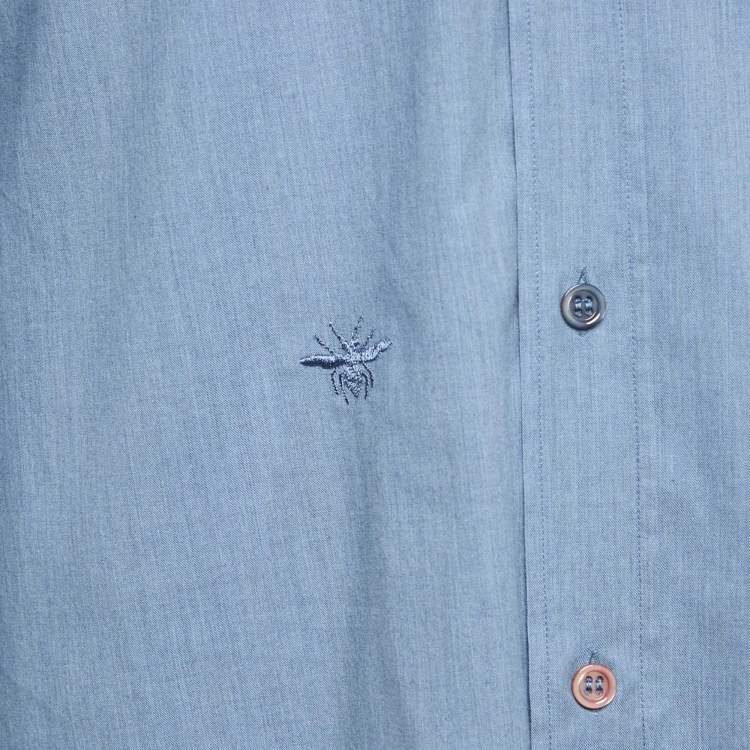 Pre Owned Dior Homme Blue Cotton Slim Fit Shirt L