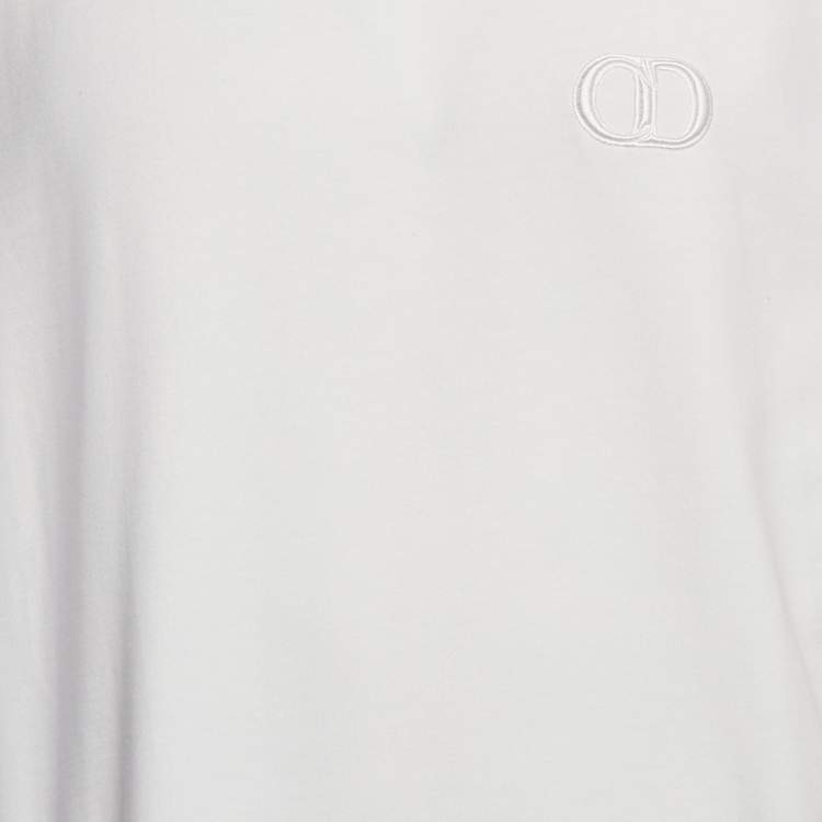Pre Owned Dior Homme White CD Embroidered Cotton Jersey Crewneck T-Shirt M
