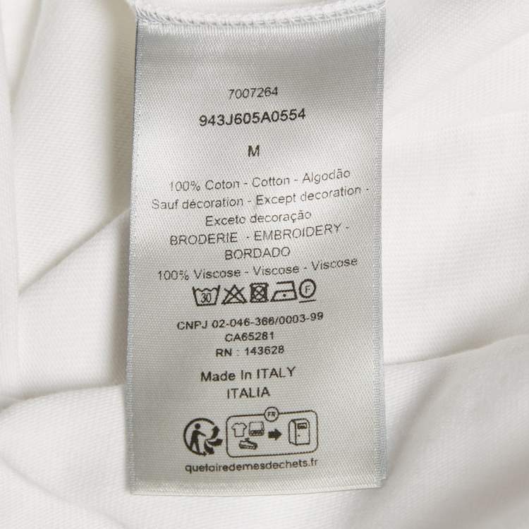 Pre Owned Dior Homme White CD Embroidered Cotton Jersey Crewneck T-Shirt M