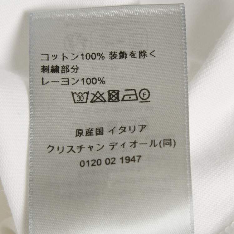 Pre Owned Dior Homme White CD Embroidered Cotton Jersey Crewneck T-Shirt M
