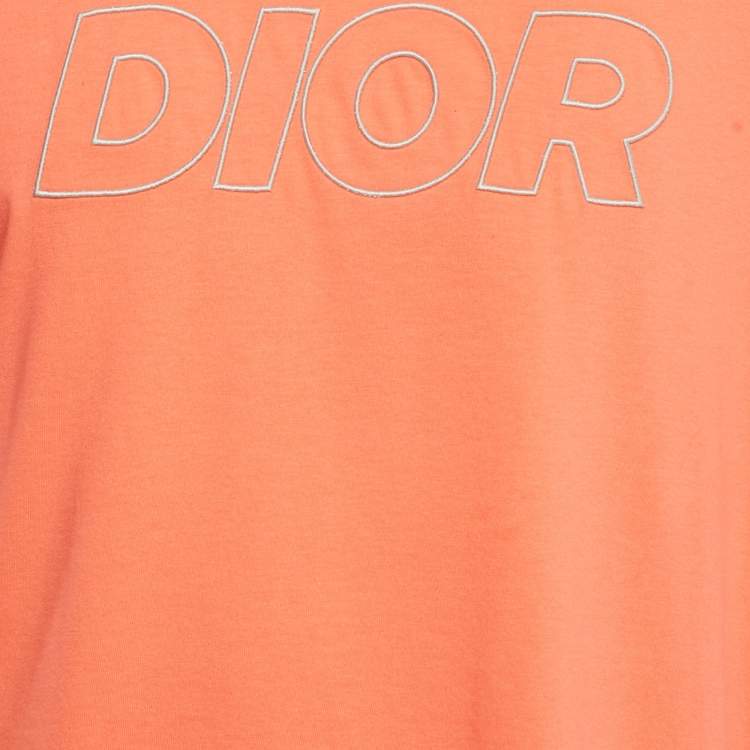 Pre Owned Dior Homme Orange Logo Embroidered Jersey T-Shirt L