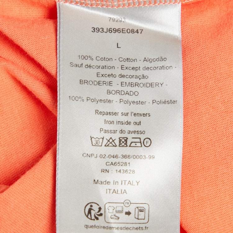 Pre Owned Dior Homme Orange Logo Embroidered Jersey T-Shirt L
