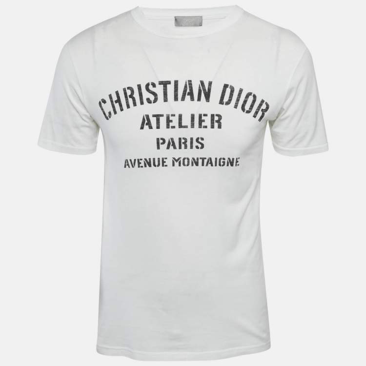 Pre Owned Dior Homme White Printed Jersey Crewneck T-Shirt XS