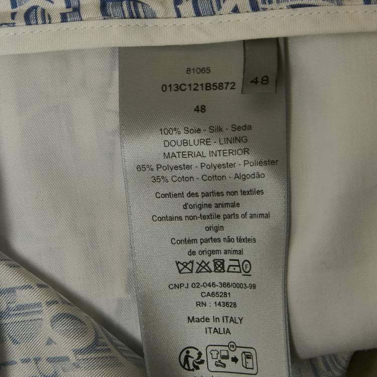 Pre Owned Dior Homme Blue Oblique Print Silk Shorts M