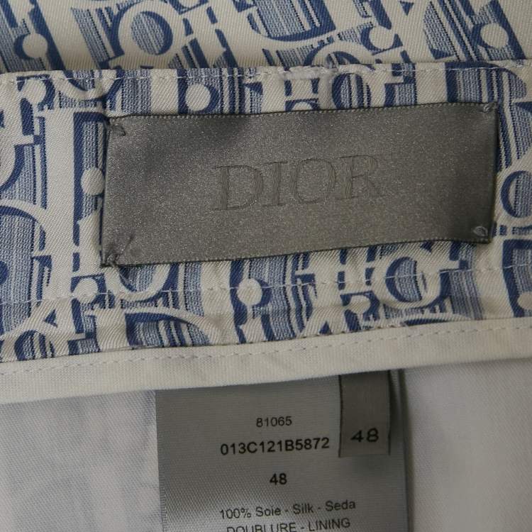 Pre Owned Dior Homme Blue Oblique Print Silk Shorts M