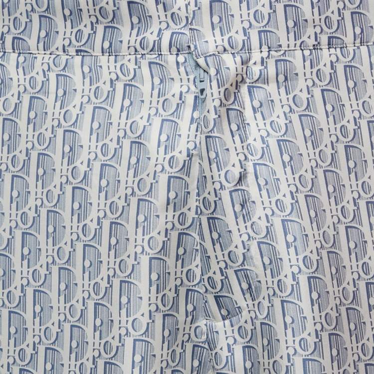 Pre Owned Dior Homme Blue Oblique Print Silk Shorts M