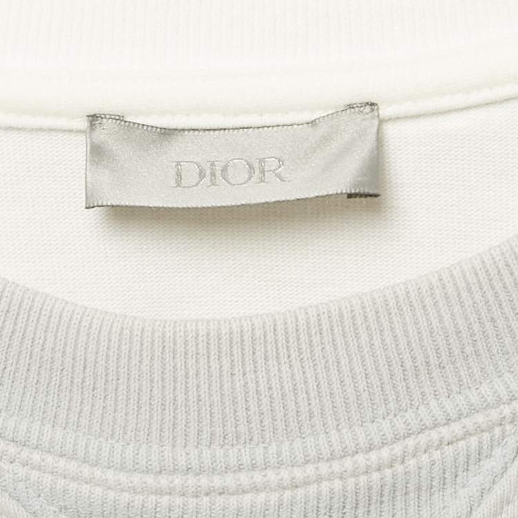 Pre Owned Dior Homme X Shawn Stussy Grey Logo Print Cotton T-shirt XS