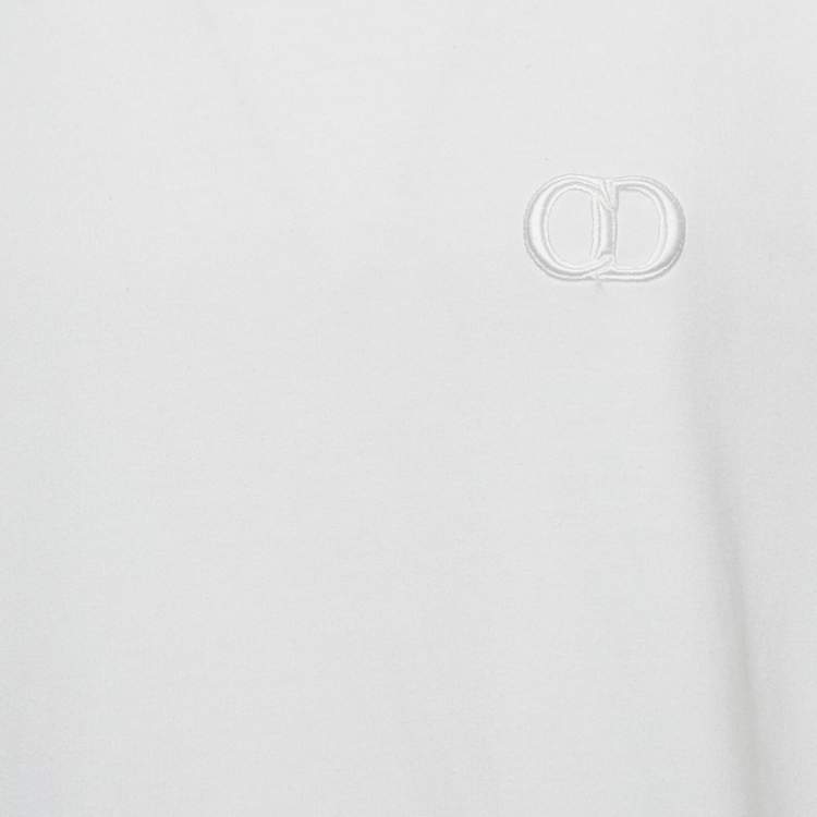 Pre Owned Dior Homme White CD Embroidered Cotton Jersey T-Shirt L