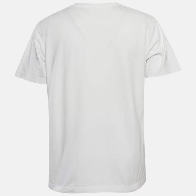 Pre Owned Dior Homme White CD Embroidered Cotton Jersey T-Shirt L