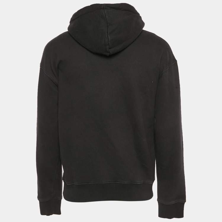 Pre Owned Dior Homme Black Embroidered Cotton Hoodie S