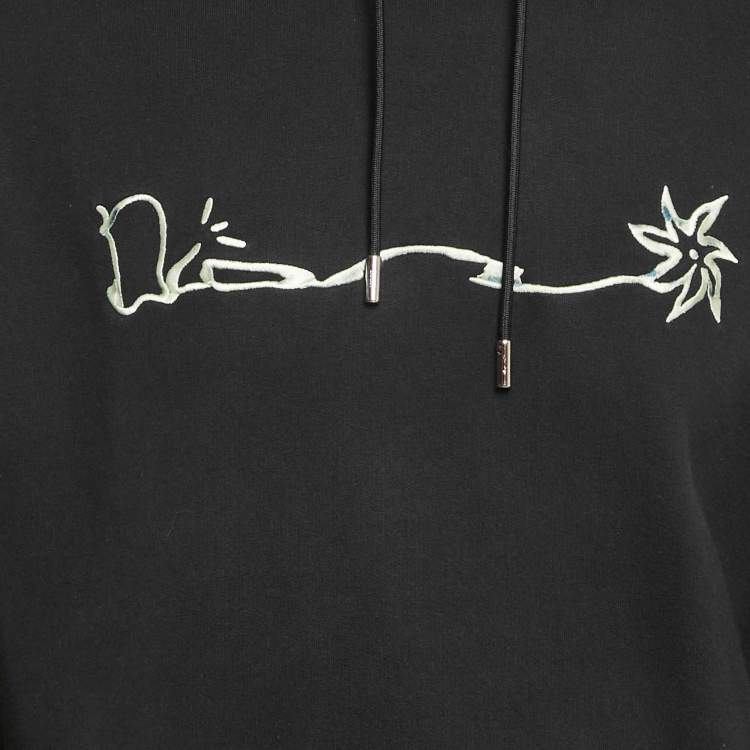 Pre Owned Dior Homme Black Embroidered Cotton Hoodie S
