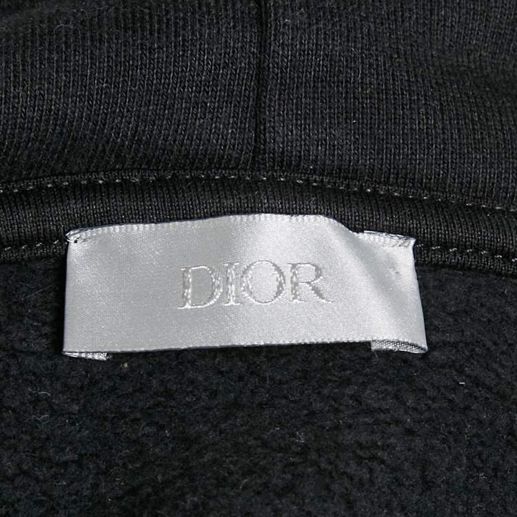 Pre Owned Dior Homme Black Embroidered Cotton Hoodie S