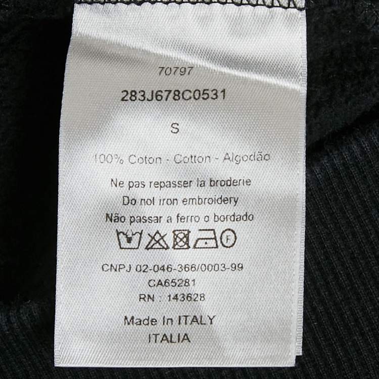 Pre Owned Dior Homme Black Embroidered Cotton Hoodie S