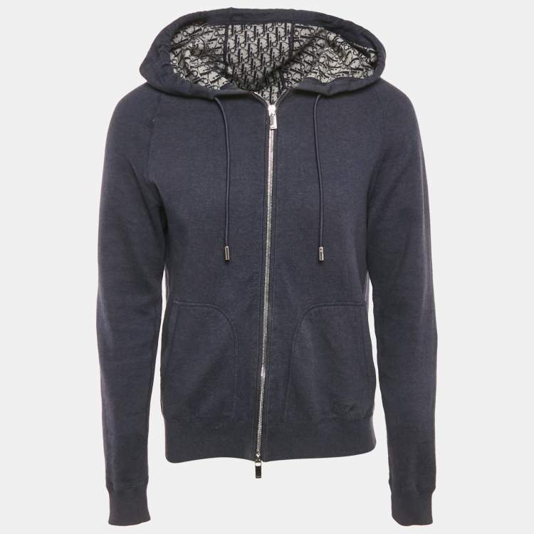 Pre Owned Dior Homme Navy Blue Dior Icons Cotton Hooded Track Jacket M