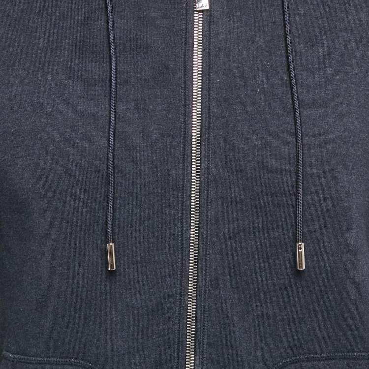 Pre Owned Dior Homme Navy Blue Dior Icons Cotton Hooded Track Jacket M