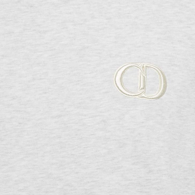 Pre Owned Dior Homme Light Grey Mélange  Logo Embroidery Cotton Crew Neck T-Shirt S
