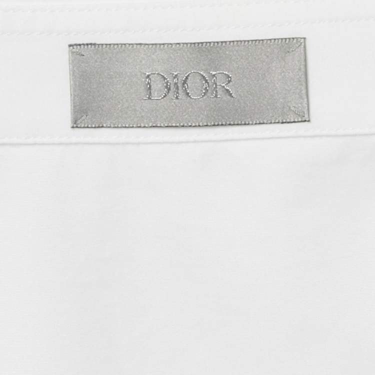 Pre Owned Dior Homme White Collar Embroidered Cotton Shirt XXL