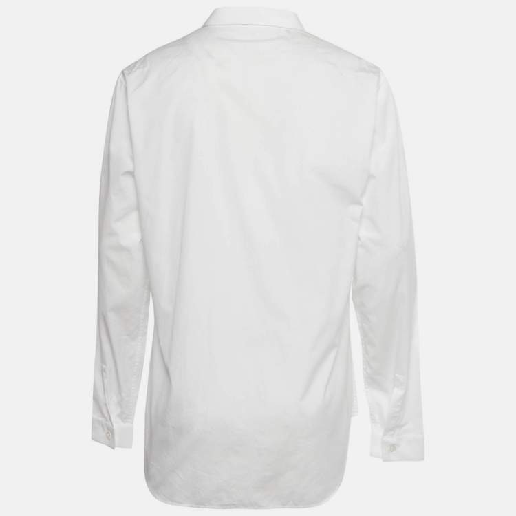 Pre Owned Dior Homme White Collar Embroidered Cotton Shirt XXL