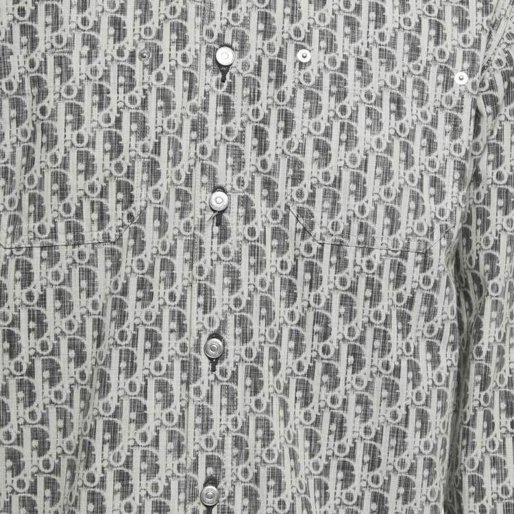 Pre Owned Dior Homme Grey Oblique Cotton Oversized Shirt S