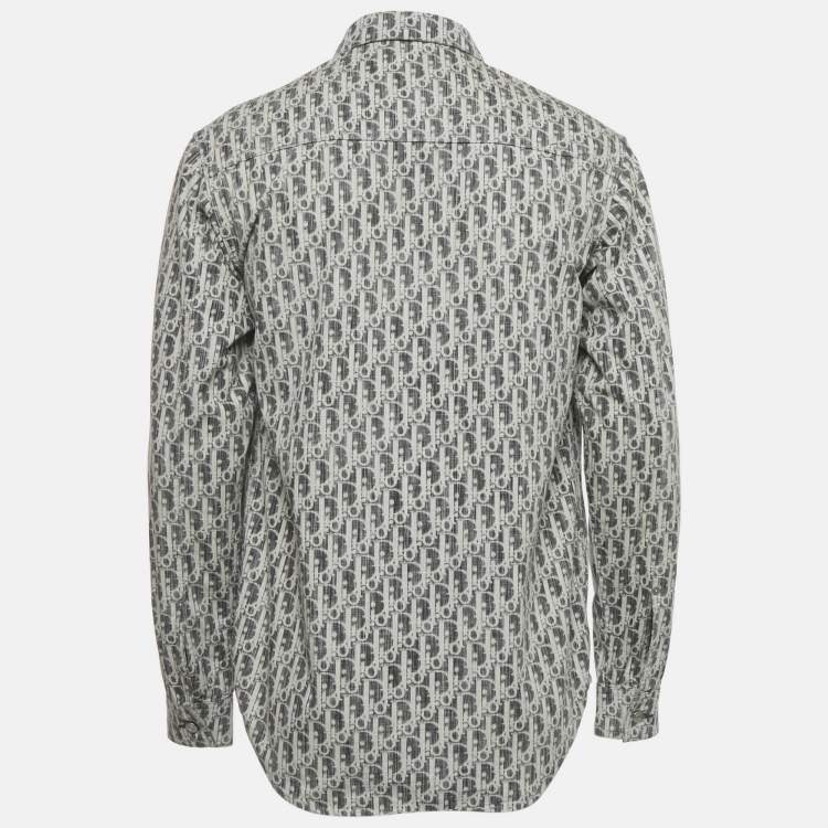 Pre Owned Dior Homme Grey Oblique Cotton Oversized Shirt S
