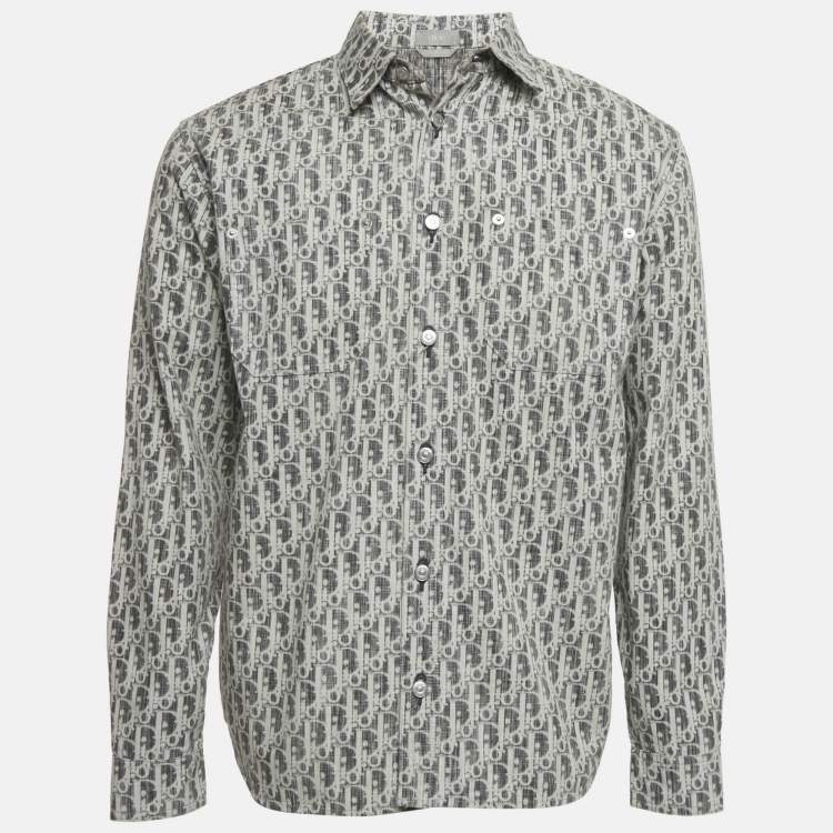 Pre Owned Dior Homme Grey Oblique Cotton Oversized Shirt S