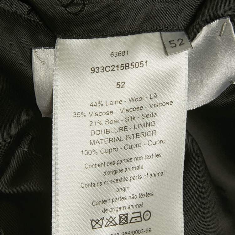 Pre Owned Dior Homme Black Oblique Jacquard Wool Blend Blazer XL