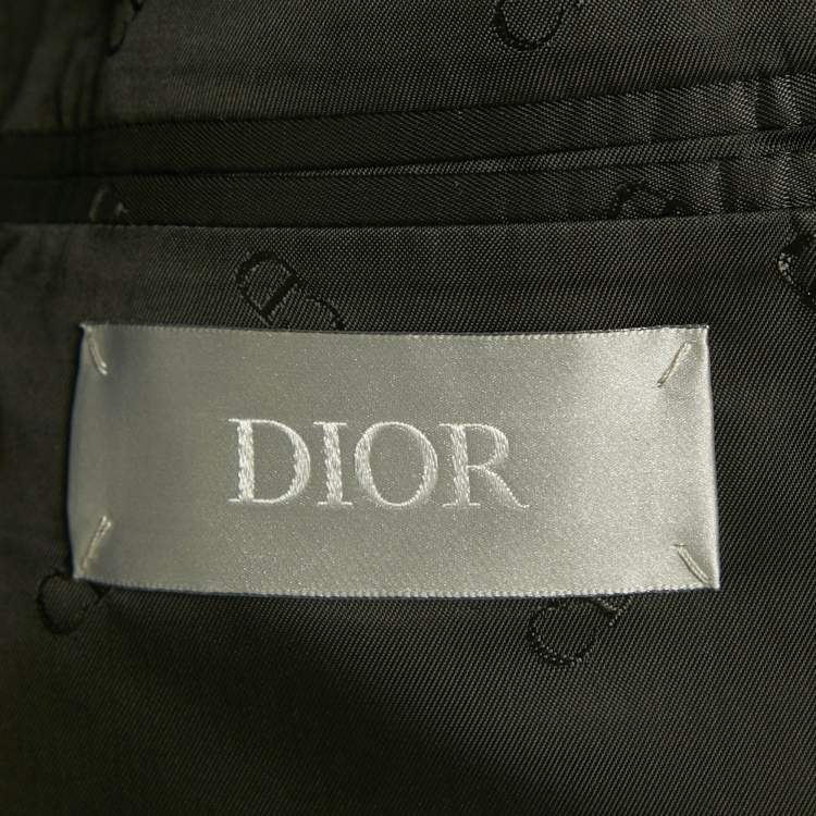 Pre Owned Dior Homme Black Oblique Jacquard Wool Blend Blazer XL