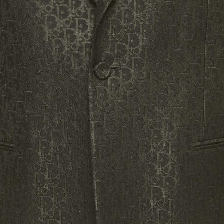Pre Owned Dior Homme Black Oblique Jacquard Wool Blend Blazer XL
