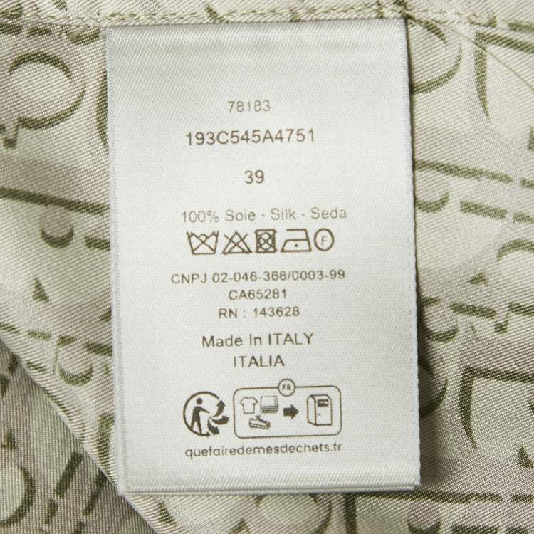 Pre Owned Dior Homme Green Oblique Monogram Print Silk Hawaiian Shirt M
