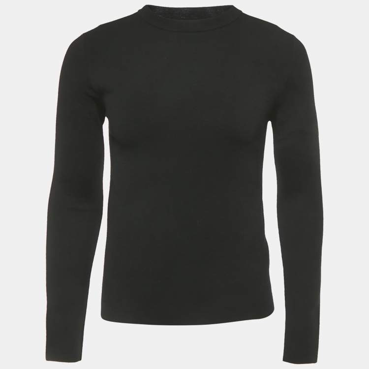 Pre Owned Dior Homme Black Stretch Knit Crewneck Sweatshirt XS