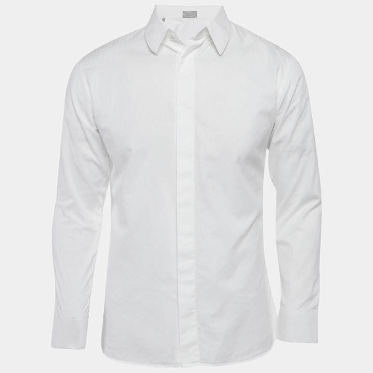 Pre Owned Dior Homme Jacquard Cotton Long Sleeve Shirt L
