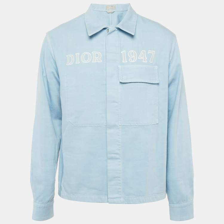 Pre Owned Dior Homme Blue 1947 Embroidered Denim Jacket M