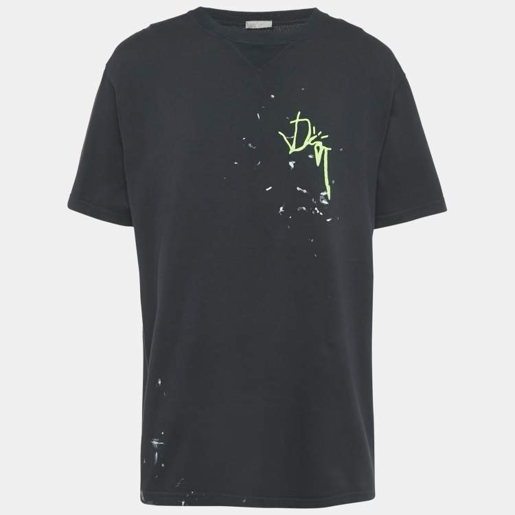 Pre Owned Dior Homme Navy Blue Embroidered Jersey T-Shirt XL