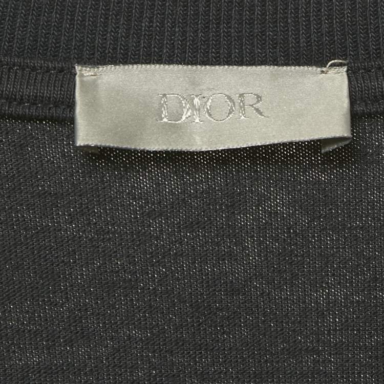 Pre Owned Dior Homme Navy Blue Embroidered Jersey T-Shirt XL