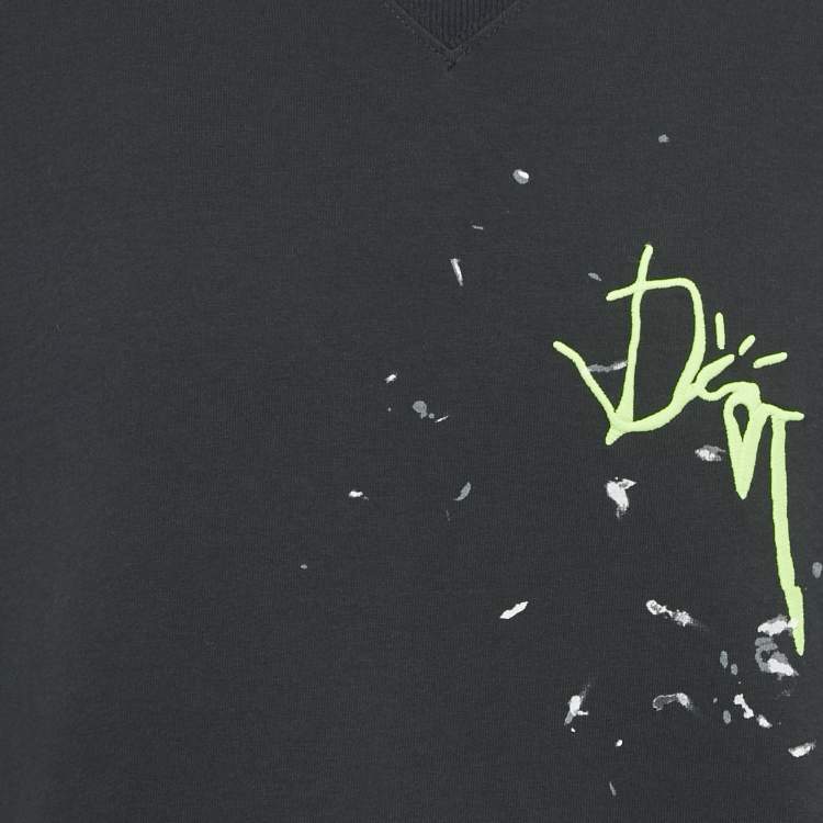 Pre Owned Dior Homme Navy Blue Embroidered Jersey T-Shirt XL