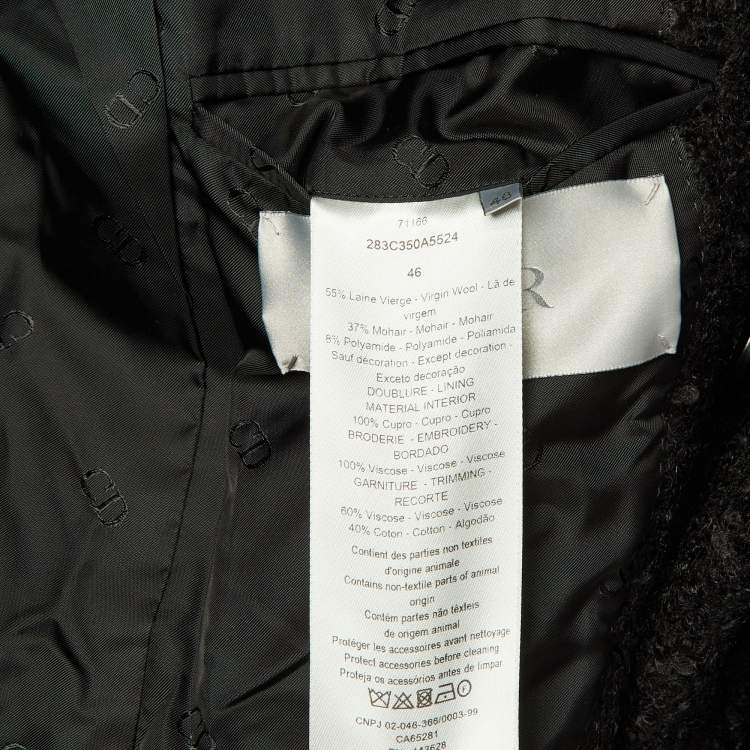 Pre Owned Dior Homme Black Wool & Mohair Double Breasted Coat S