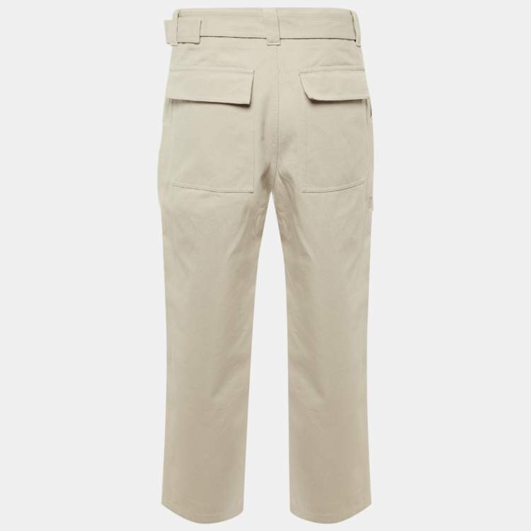 Pre Owned Dior Homme Light Beige Cotton Canvas Belted Cargo Pants XS