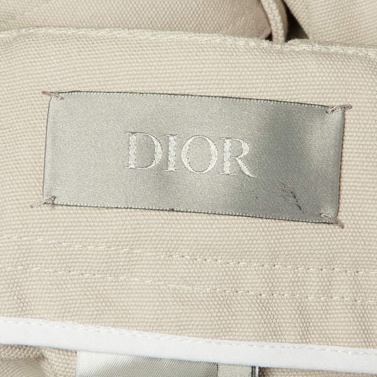 Pre Owned Dior Homme Light Beige Cotton Canvas Belted Cargo Pants XS