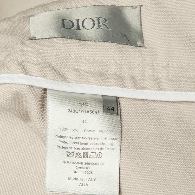 Pre Owned Dior Homme Light Beige Cotton Canvas Belted Cargo Pants XS