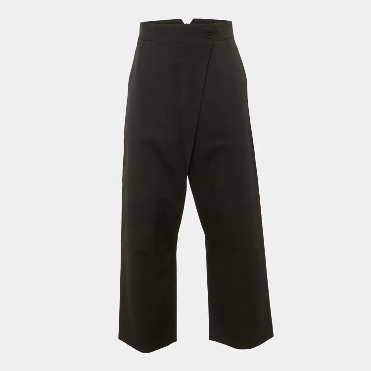 Pre Owned Dior Homme Black Wool Wrap Wide Leg Trousers S