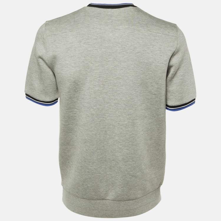 Pre Owned Dior Homme Grey Jersey Contrast Detail Crew Neck T-Shirt M