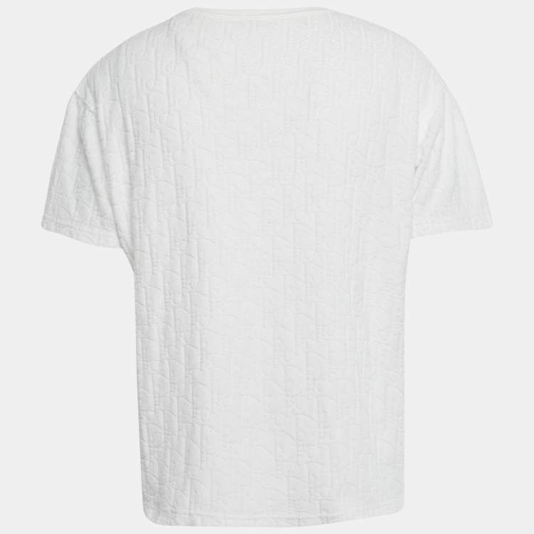 Pre Owned Dior Homme White Oblique Terry Cotton T-Shirt M