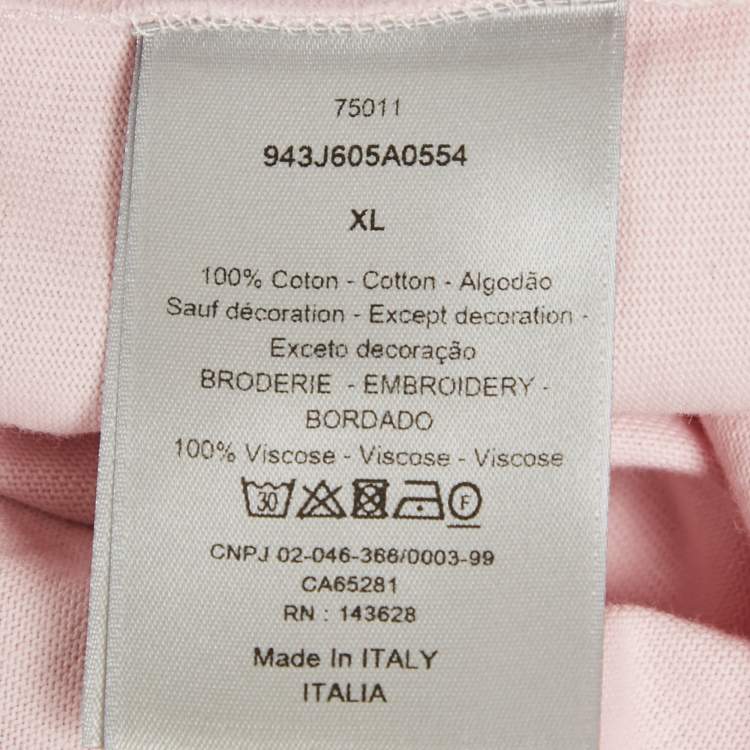 Pre Owned Dior Homme Pink CD Icon Embroidered Cotton T-Shirt XL