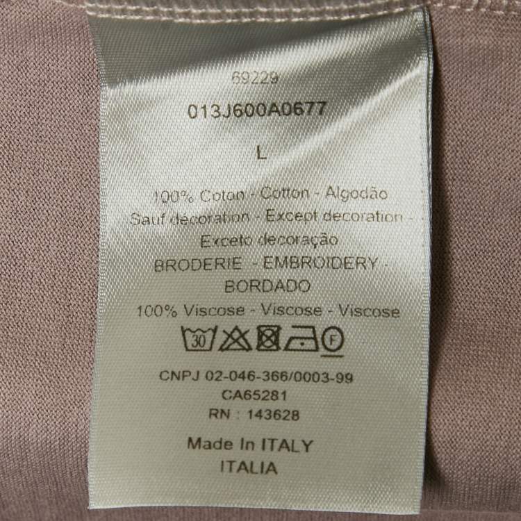 Pre Owned Dior Homme Lavender CD Icon Embroidered Cotton T-Shirt L