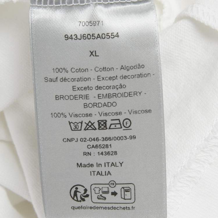 Pre Owned Dior Homme White CD Icon Embroidered Jersey T-Shirt XL