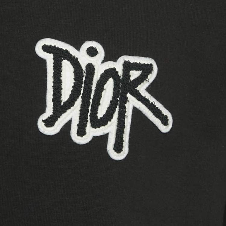 Pre Owned Dior Homme Black Logo Applique Cotton T-Shirt M