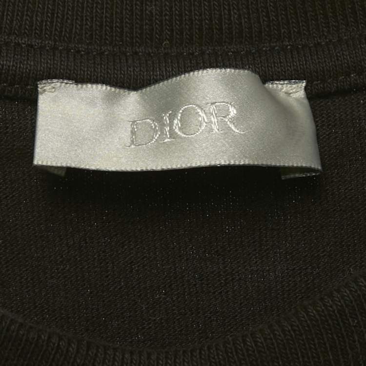 Pre Owned Dior Homme Black Logo Applique Cotton T-Shirt M