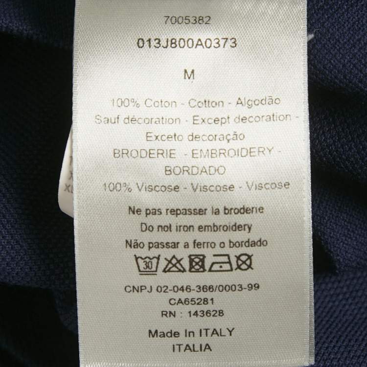 Pre Owned Dior Homme Blue CD Embroidered Pique Polo T-Shirt M